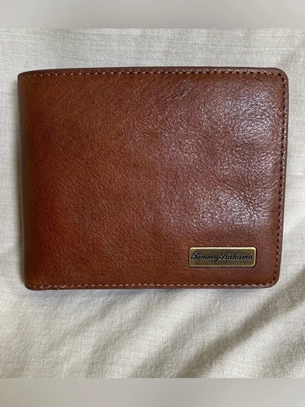 Tommy Bahama Brown Leather Bifold Wallet Slim Card Holder Mens